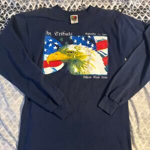 VINTAGE 2001 Fruit of the Loom 9/11 Graphic tee Eagle long sleeve shirt size L
